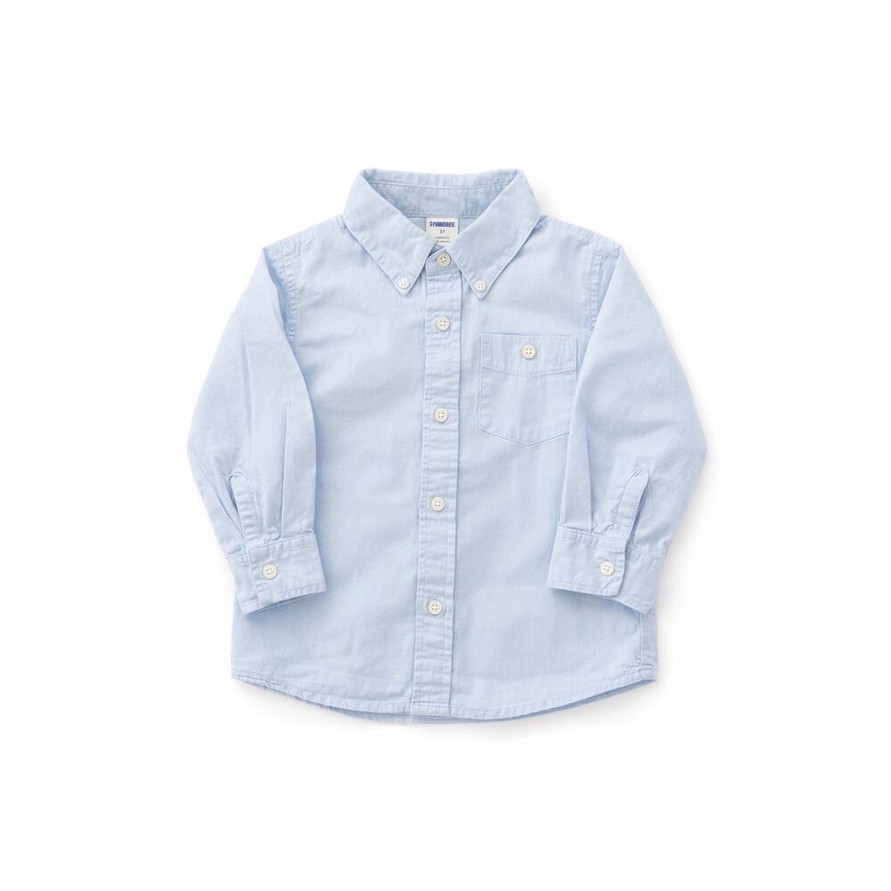 Gymboree Boys Toddler 2T Long-Sleeve Button-Up Collared Shirt light blue